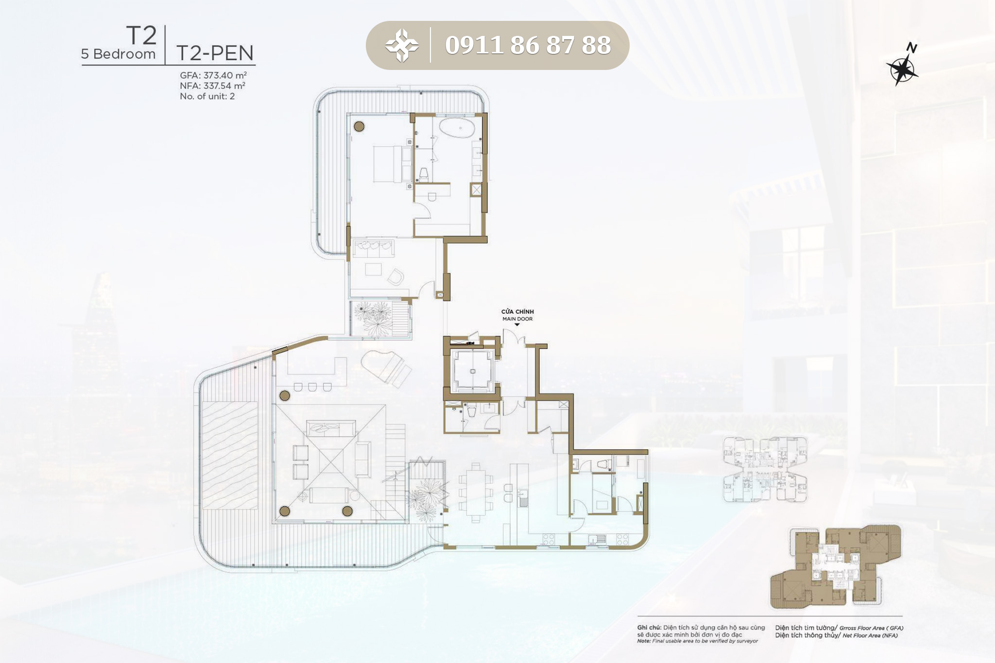Thủ Thiêm Zeit River - Mặt bằng thiết kế loại căn hộ tháp T2