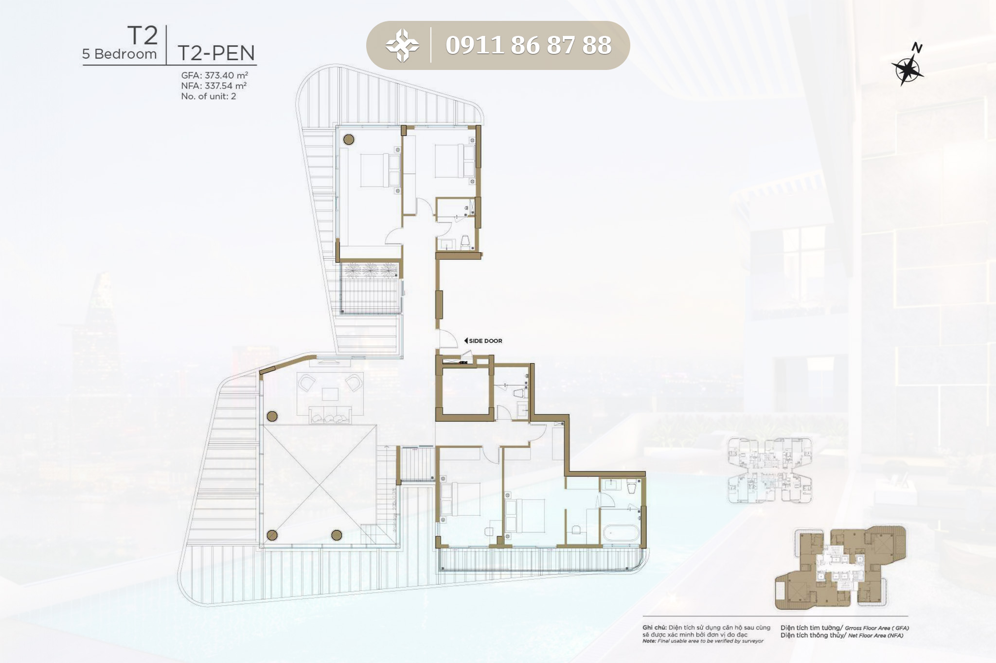 Thủ Thiêm Zeit River - Mặt bằng thiết kế loại căn hộ tháp T2