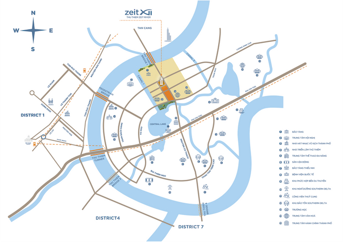 Thu Thiem Zeit River lợi thế vị trí giúp cư dân dễ dàng di chuyển đến các khu vực trung tâm